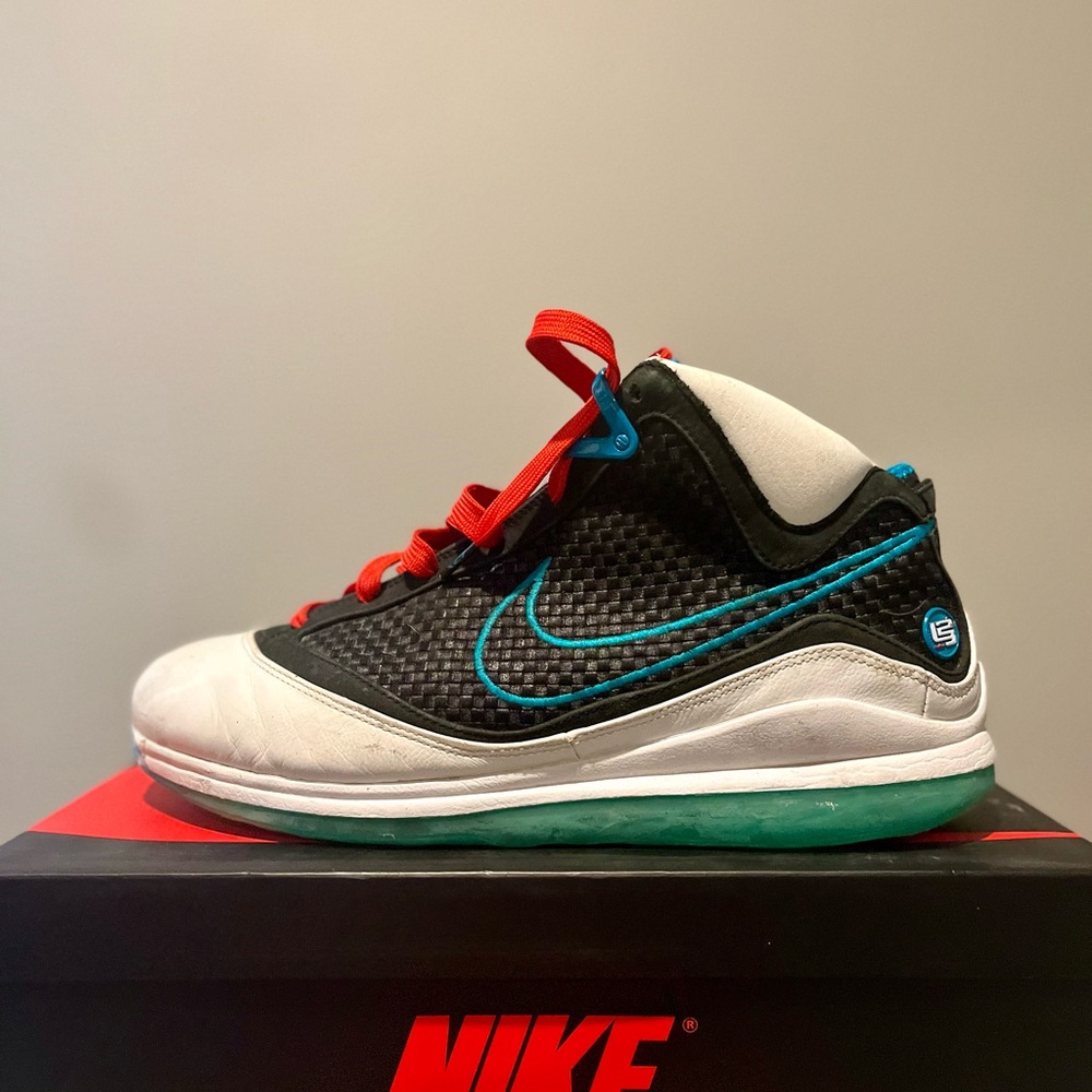 Nike Black and White Sneakers with Red and Blue Accents